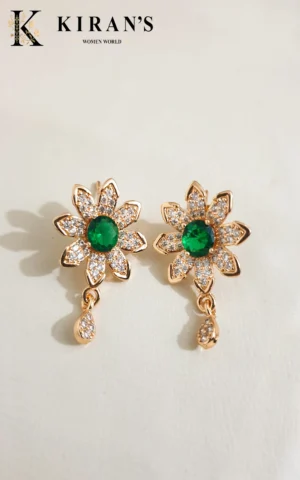 Emerald Golden | Floral Earrings