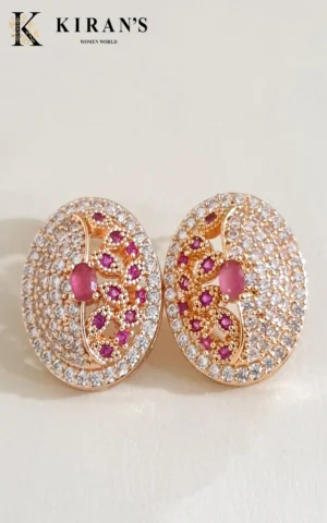 Pink Golden | Oval Earrings